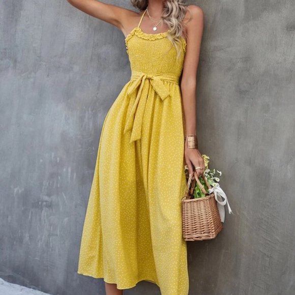 Polka dot shirred cami dress - Picture 5 of 6